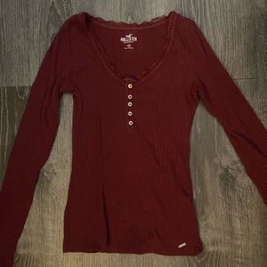 Hollister long sleeve burgundy lace top ♡